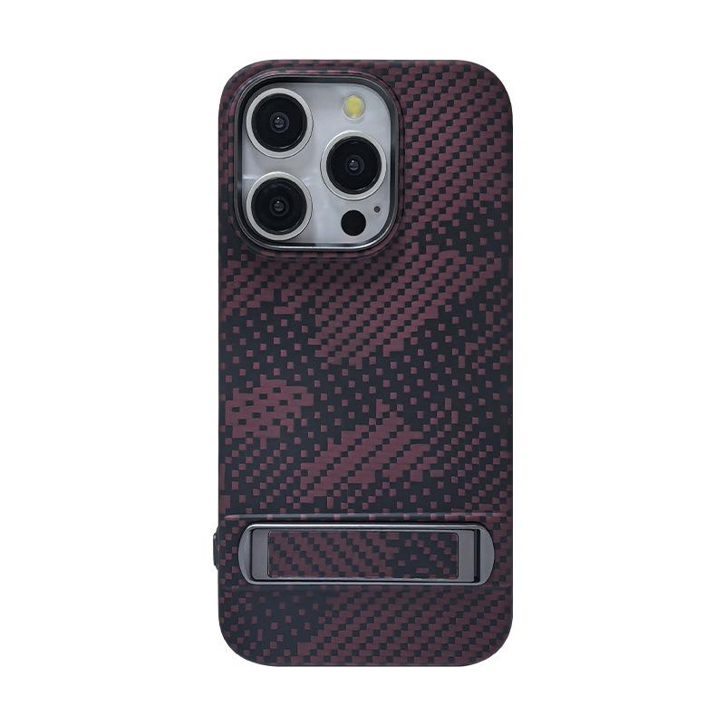 Applicable to Apple iPhone15ProMax Kevlar holder, mobile phone case 14Pro carbon fiber business ultra-thin case