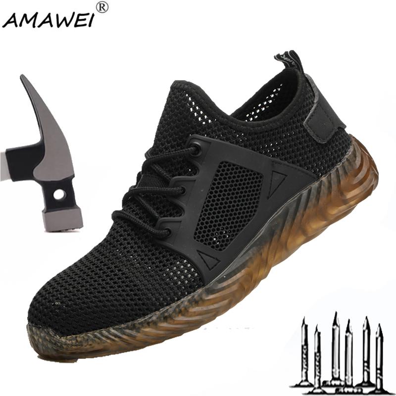 Safety Shoes Men With Steel Toe Cap Anti-smash Men Work Shoes Sneakers Light Puncture-proof Indestructible Anti-smash Shoes