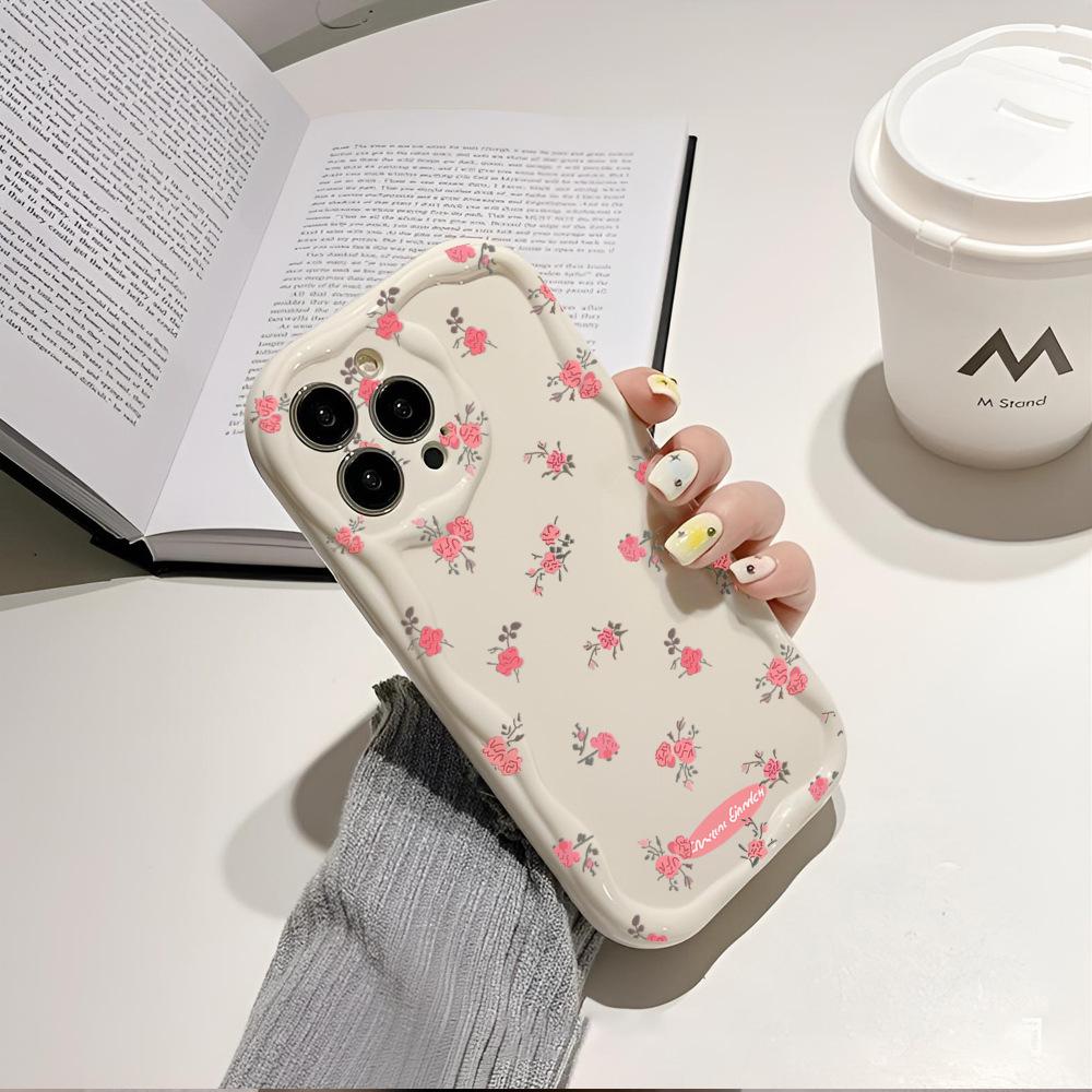 Summer ins wind pink rose floral mobile phone case iPhone15pm soft silicone Apple 16Pro sweet girl model
