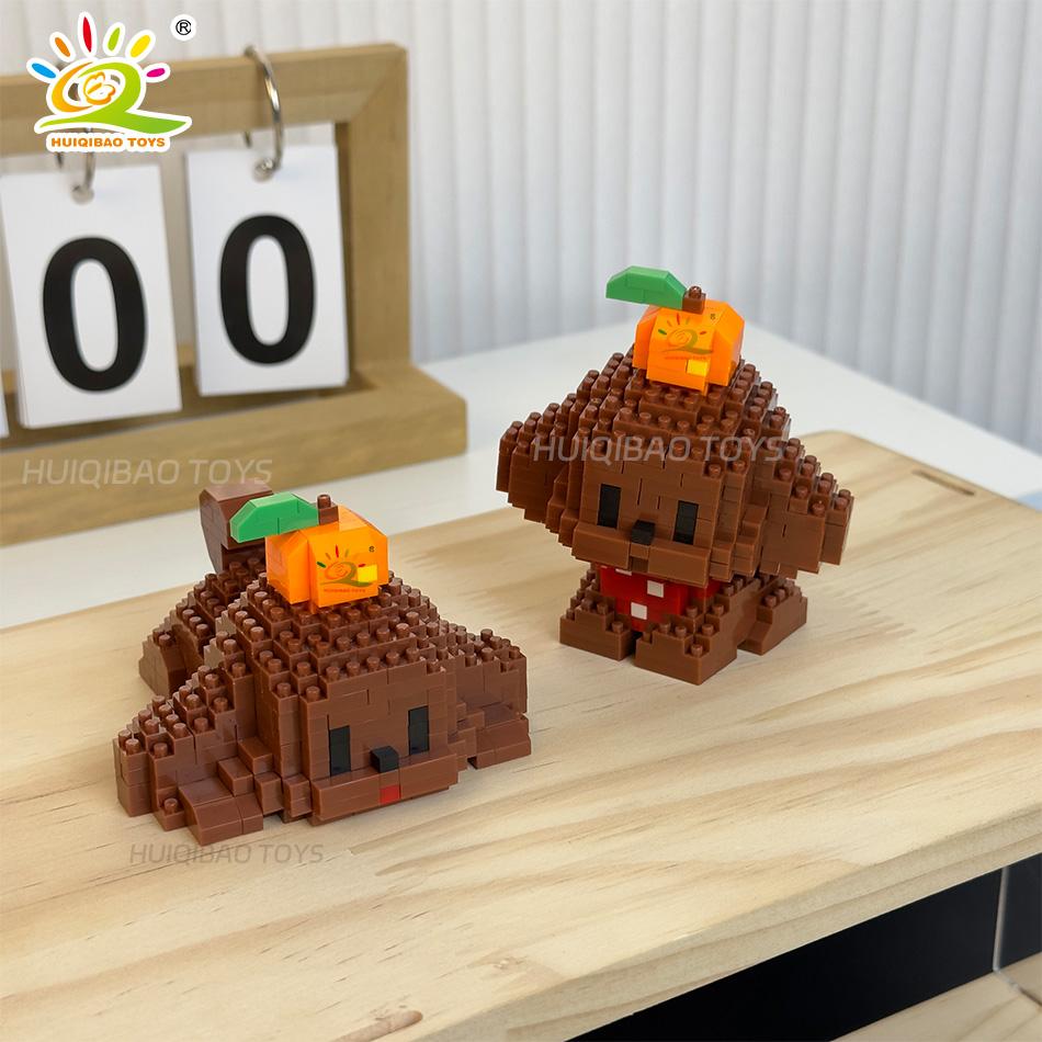 HUIQIBAO Cute Pet Dog Cat Micro Model Building Block Kids Mini City Cartoon Animal Diamond Bricks Educational Toys Children Gift
