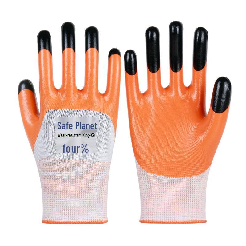 

Посилені проколостійкі нітрилові робочі рукавички: Міцний, Нековзкий, Маслостійкий, Дихаючий Захист.