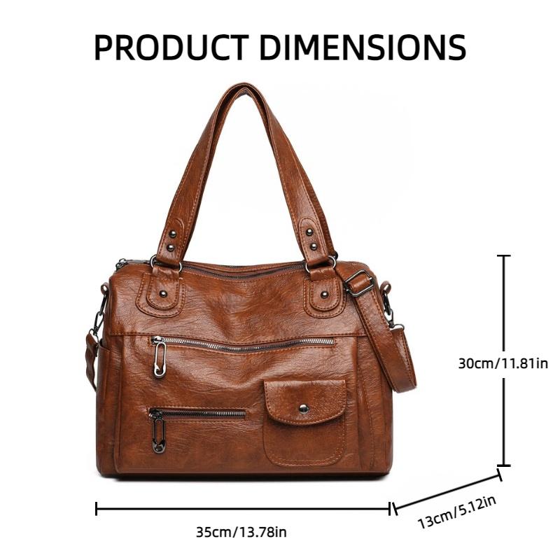Fashion Vintage Faux Leather Handbag Women's Vintage Shoulder Crossbody Bag Multiple Pockets Work Shopping and Meeting Friends Ladies' Holiday Gifts