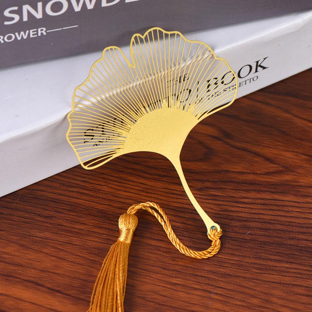 Leaf Vein Metal Bookmark Tassels Book Clip Cute Hollowed Out Bookmark  Student Stationery