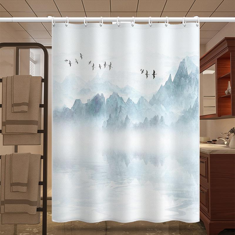 Bathroom Thickened Waterproof Curtain Mildew Proof Shower Curtain Shower Partition Curtain Shower Curtain Bathroom Curtain Free Perforation