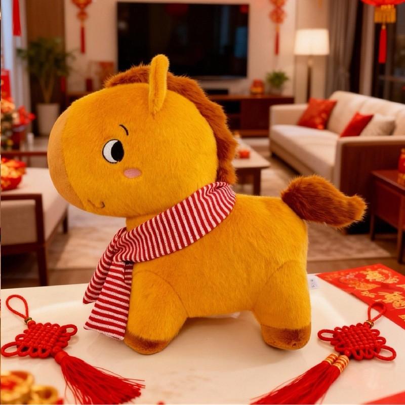 Chinese Zodiac Horse Plush Toy With Pp Cotton Filling For New Year Gift And Home Decor