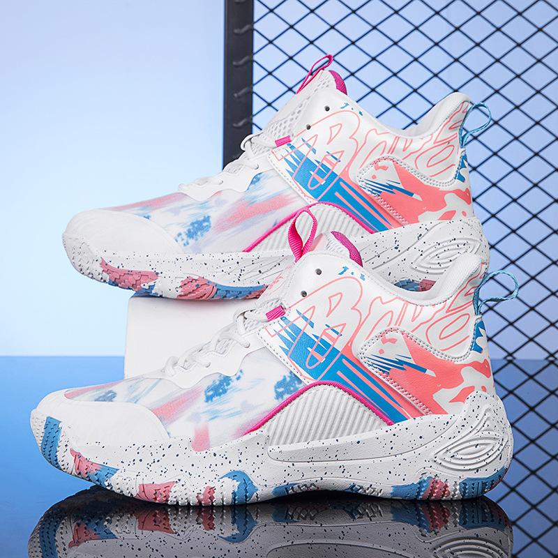 A pair of new mandarin duck basketball shoes, men's high-top combat boots, sports shoes, student cement floor actual combat trend sports shoes