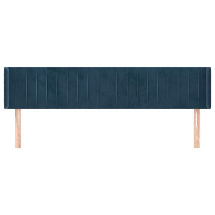 VidaXL Tête de lit avec oreilles Bleu foncé 183x16x78-88 cm Velours3119070