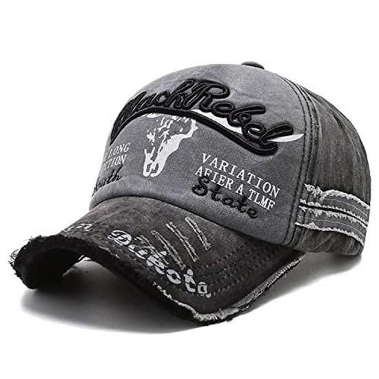 YAYAMIYA Hat Womens Mens Cap Baseball Wide Brim Embroidery Distressed Style Western Sun Protection Unisex Cool Outdoor Perfect Fathers Day Gift Hiking