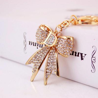 Women's Rhinestone Bow Keychain & Bag Charm - Cute Alloy with Diamond Pendant