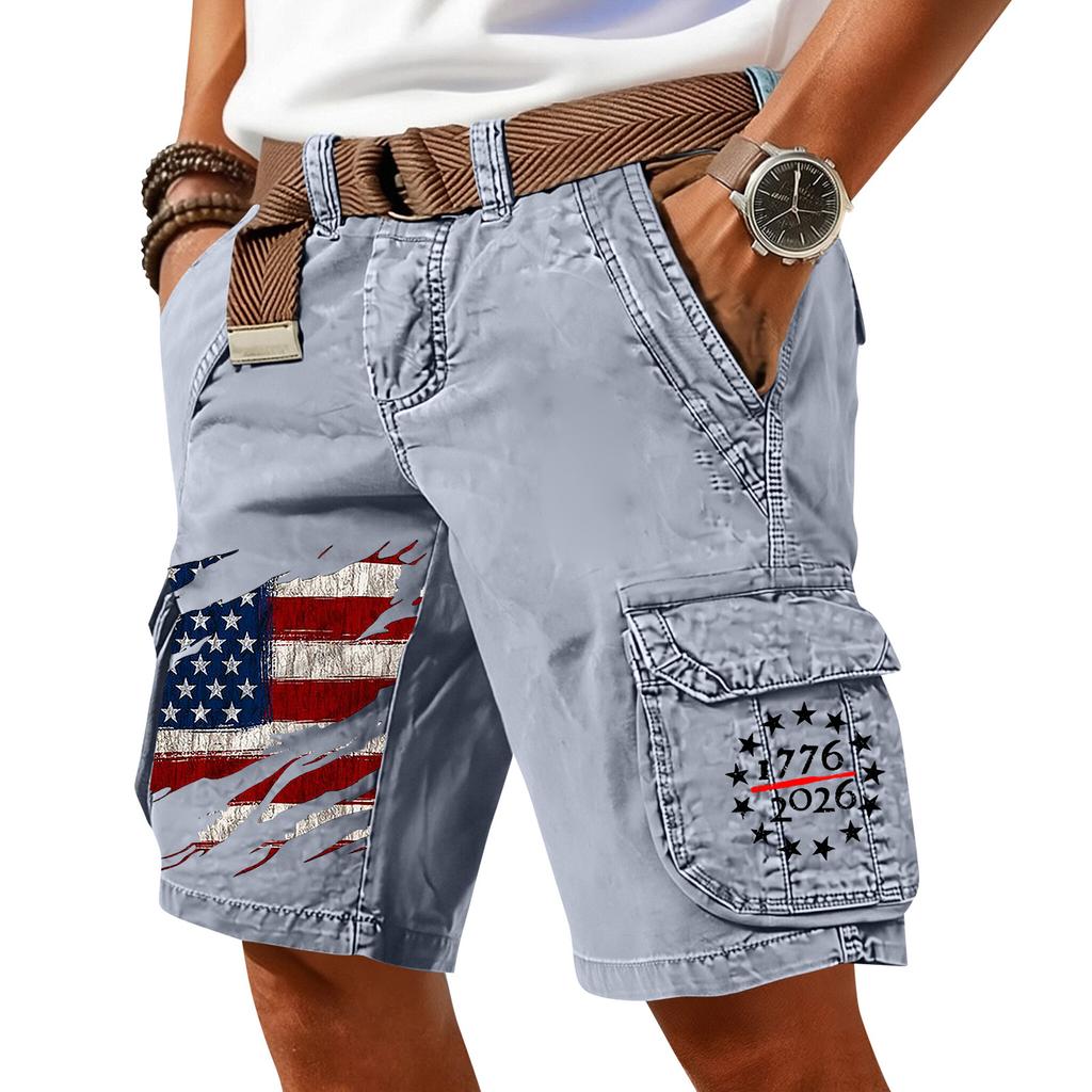 Pantaloncini Cargo Casual Stampati da Uomo per l'Estate con Tasche Multiple