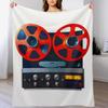 Vintage Reel To Reel Tape Recorder Throw Blanket Faux Fur Soft Warm Blanket for Bed