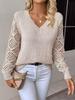 2026 Fashion Casual Sweaters Tops For Womens Solid V Neck Knit Sweater Fall Pullover Knit
