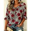 Women's Leopard Print & Orange Floral Tie Front Blouse, Casual Loose Top for Spring Summer Daily Wear