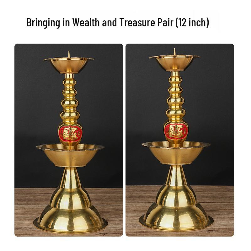 Retro Pure Copper Candlestick for Spring Festival or Weddings
