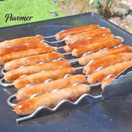 Stainless Steel Grill Rack BBQ Roller Sausage And Vegetable Grilling for Evenly Cooked Food Easy to Clean Rust-Proof Outdoor Tool Secure