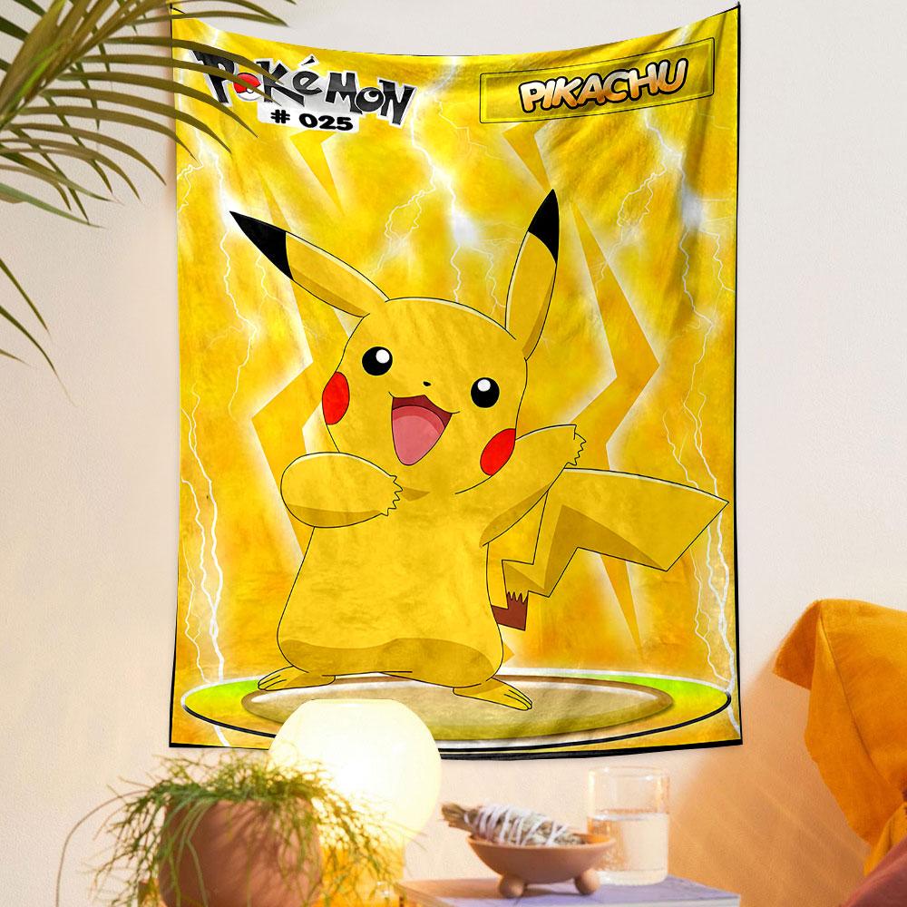 Pikachu Lightning Background Design Patterned tapestry home decor, suitable for bedroom and living room, gift