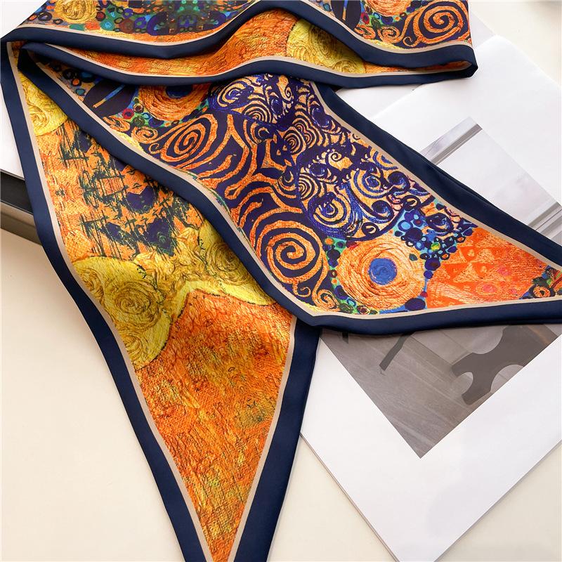 Scarf, Long Silk Scarf, Versatile Silk Scarf, Double-Layer Simulated Silk, Diagonal Scarf, Autumn And Winter Hair Binding And Scarf