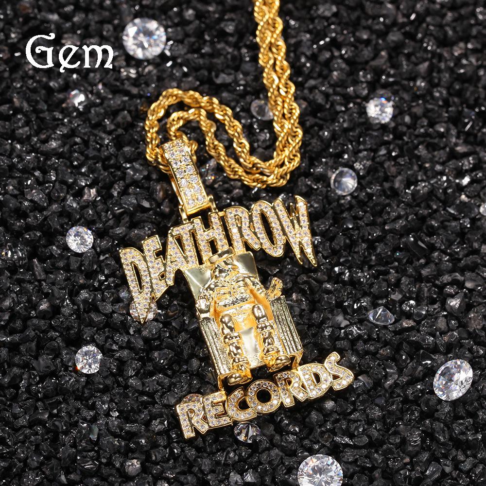 DEATHROW Hip Hop Zirkonový Náhrdelník s Písmenem - Evropské & Americké Trendy Rapové Šperky