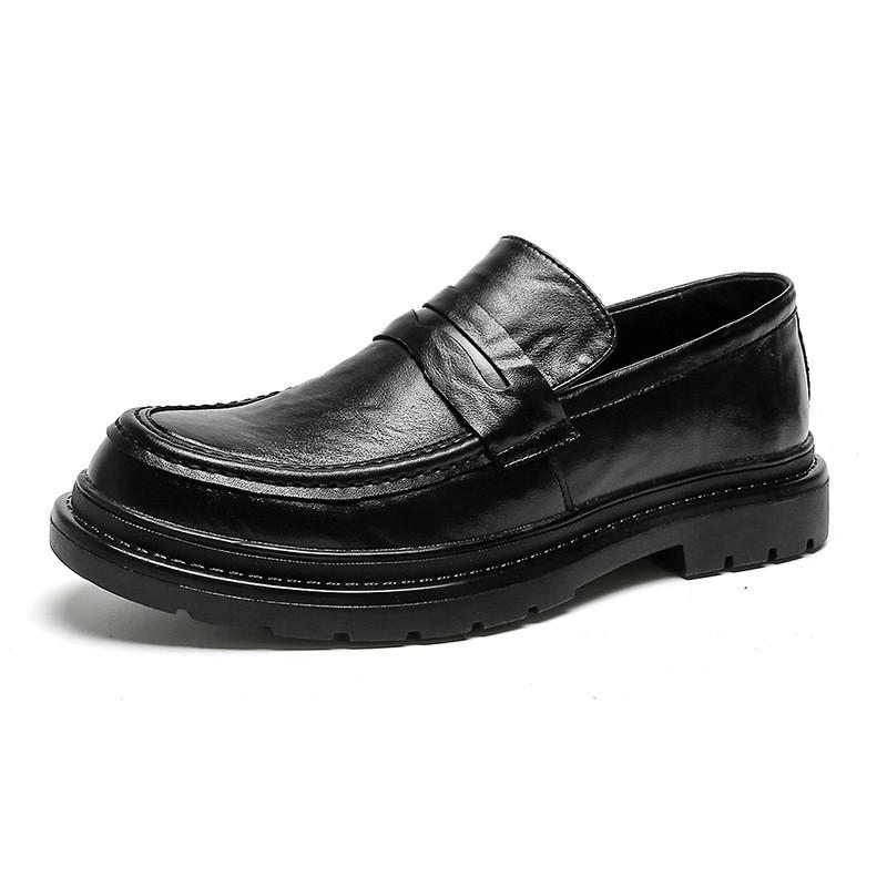 Mocassins pour hommes, style britannique, style académique, chaussures simples, semelles épaisses, chaussures habillées en cuir, avec costume 3512-J