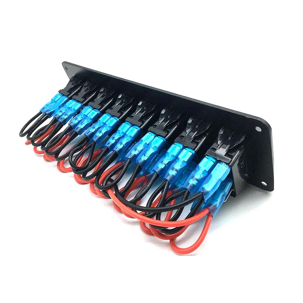 8 Gang Marine Boat Rocker Switch Panel, 12V 24V Waterproof RV LED Switch Panel for Car Truck Marine Boat, On Off Toggle
