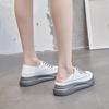 Two wearing little white shoes women's spring new trendy shoes soft leather lace-up shallow mouth shoes thick sole height increase casual shoes
