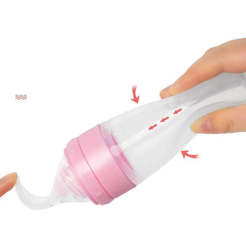2025 New 1 Pcs Baby Rice Paste Bottle Baby Silicone Milk Bottle Feeding Spoon For Baby Silicone Squeeze Spoon Rice Paste Bottle