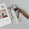Fashionable Alloy Keychain with Love Heart Key Pendant Lace Charm Keying Bag Hanging Decoration for Women and Girls