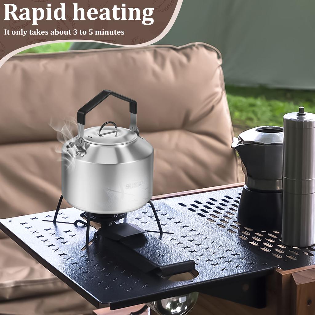 Camping Kettle with Anti Scald Handle Stainless Steel Portable Camp Tea Coffee Pot for Travel Outdoor Activity Outdoor Tea Pot