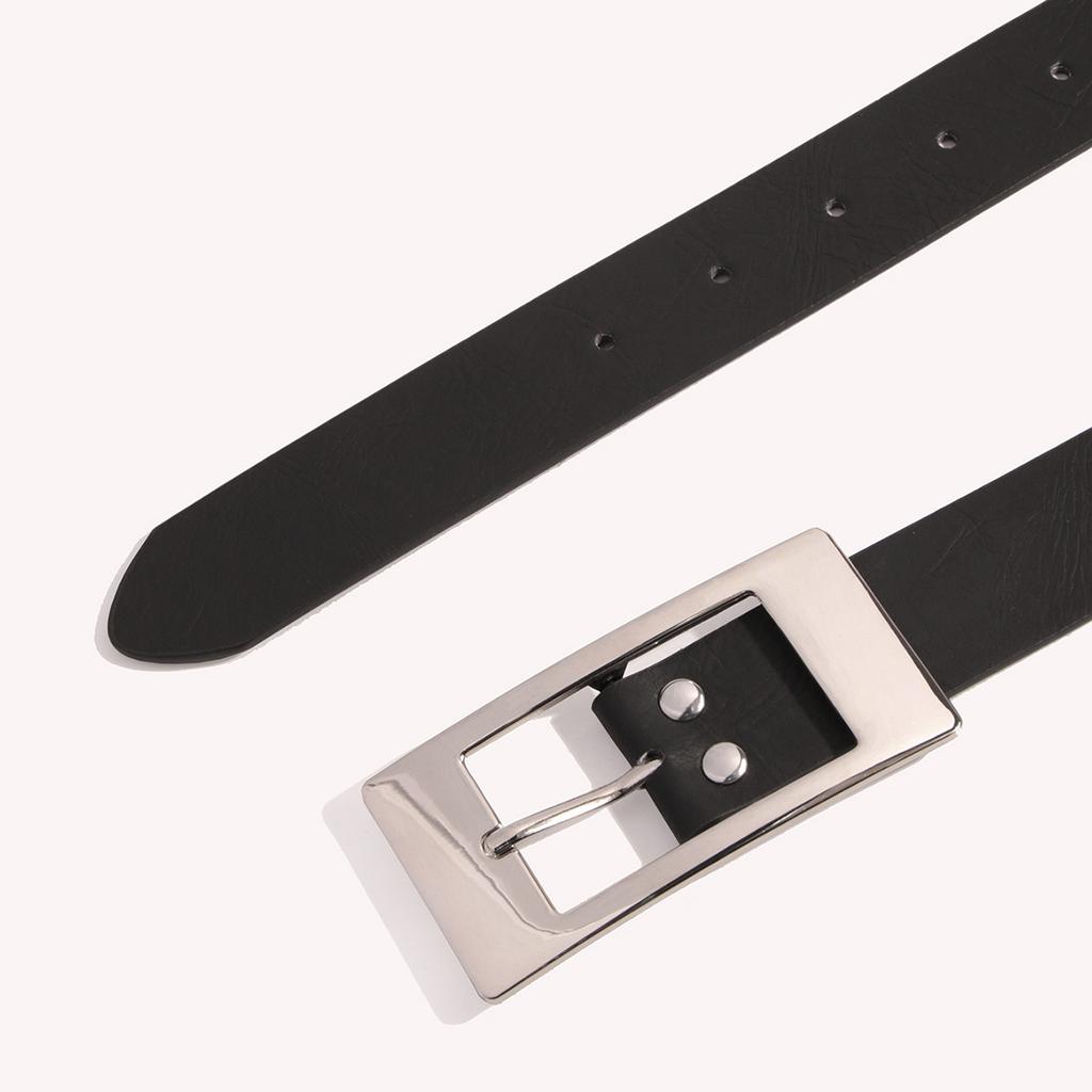 New Large Rectangular Buckle Basic Flat Plate Women's Belt PU Pin Buckle Fashionable and Versatile Women's Belt