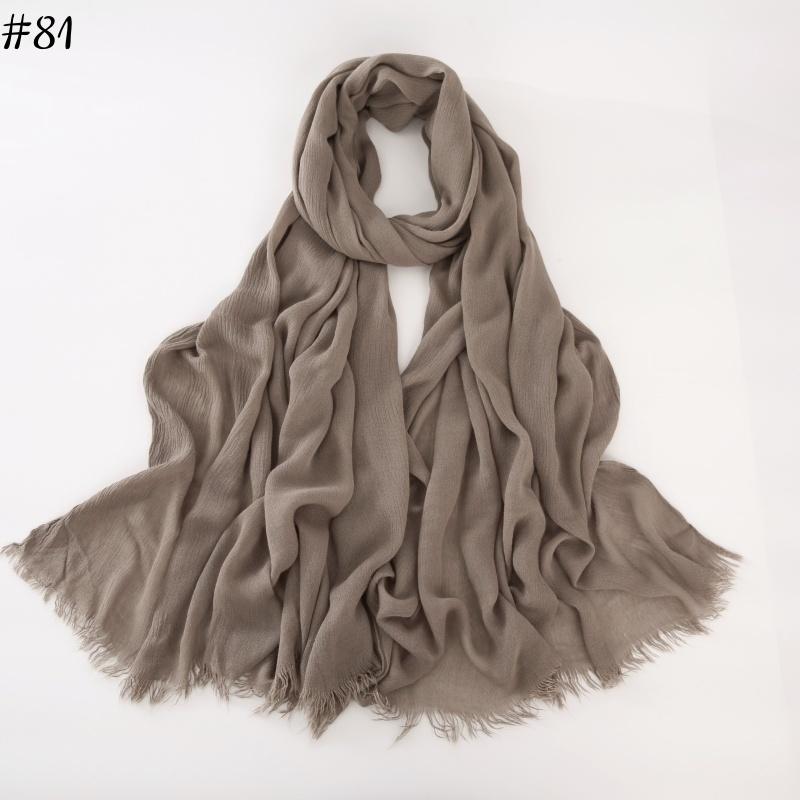 95 Colors Soft Cotton Viscose Scarf Rayon Material Muslim Hijab Mid Eastern Plain Solid Color Headscarf With Tassel