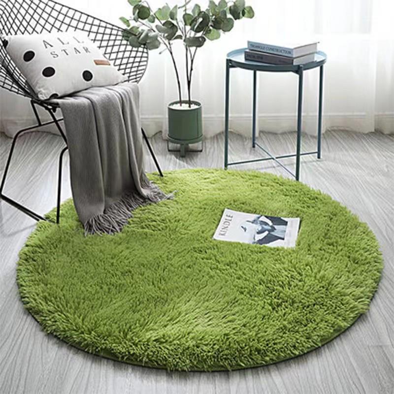 Round Tie-Dyed Silk Wool Carpet - Non-Slip Coffee-Colored Bedroom & Living Room Rug