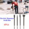 4Pcs Round Shank Hammer Drill Bit Pointed /Flat Bit Rotary Hammer Gouge Set  Woodworking