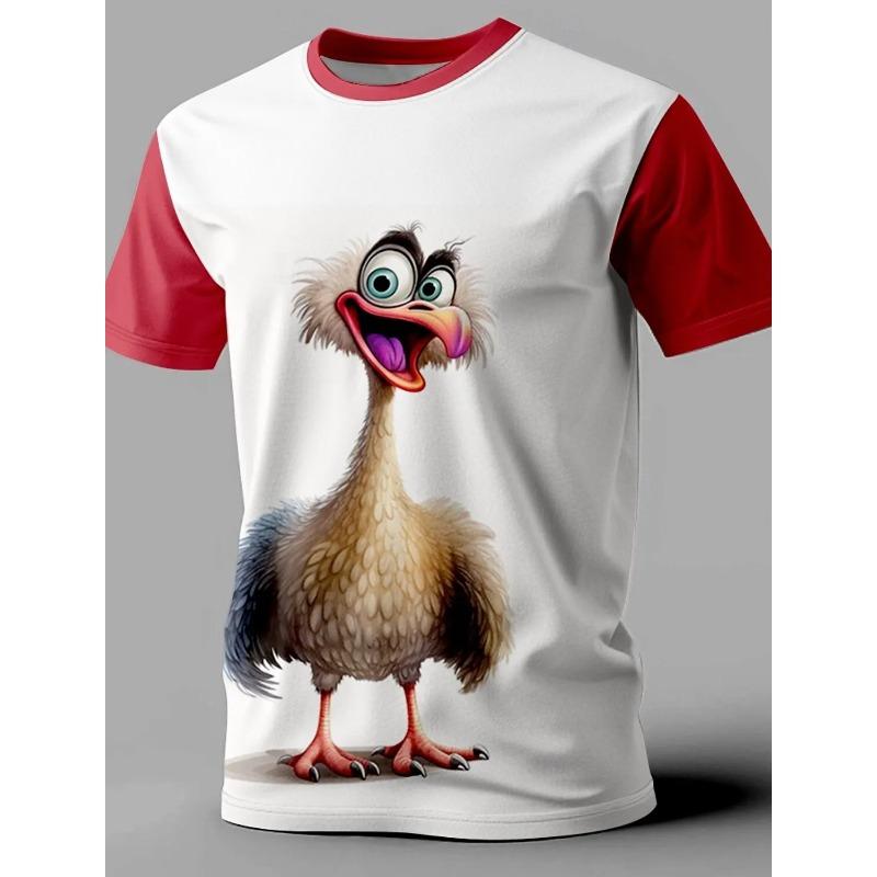 

Летние футболки с круглым вырезом, забавным мультяшным рисунком животного/птицы и 3D-принтом, модные повседневные мужские футболки с коротким рукавом XS