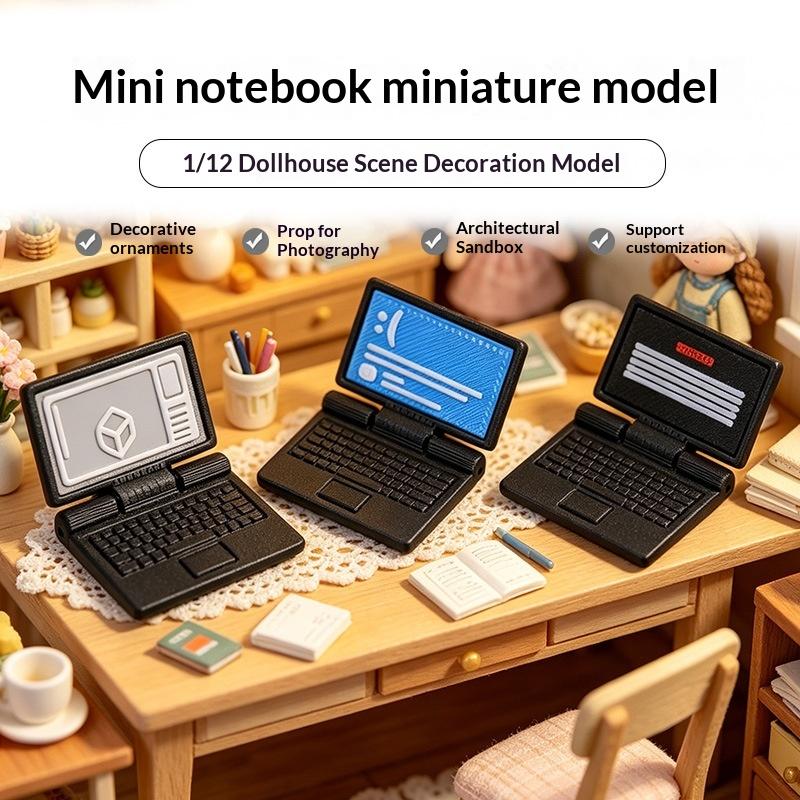 Mini Dollhouse Simulation Laptop Eco-Friendly Material Realistic 1:12 Mini Decor for Dollhouse Decoration Kids Role Play Gifts