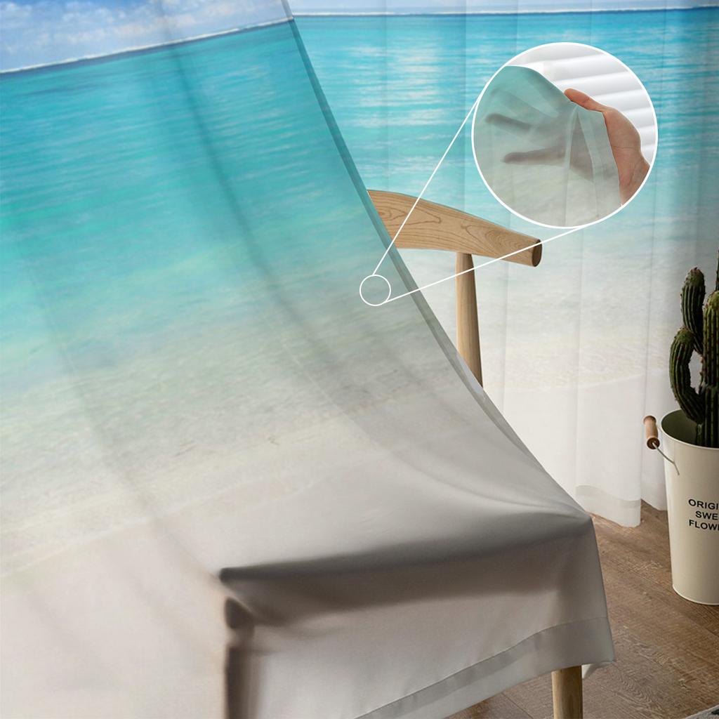 Ocean Beach Landschaft Transparente Vorhänge zur Wohnzimmerdekoration Fenstervorhänge für die Küche Tüll Voile Organza Vorhänge