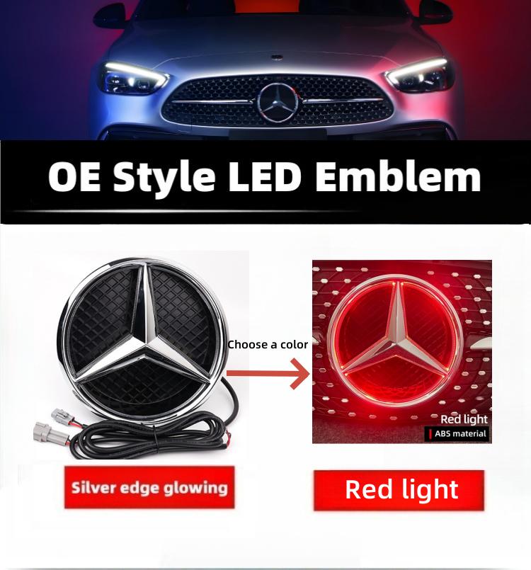 Star Emblem to Front Grille Logo for Mercedes Benz W205 W212 W207 W205 W156 W246 W117 White Blue Red LED Illuminated Logo