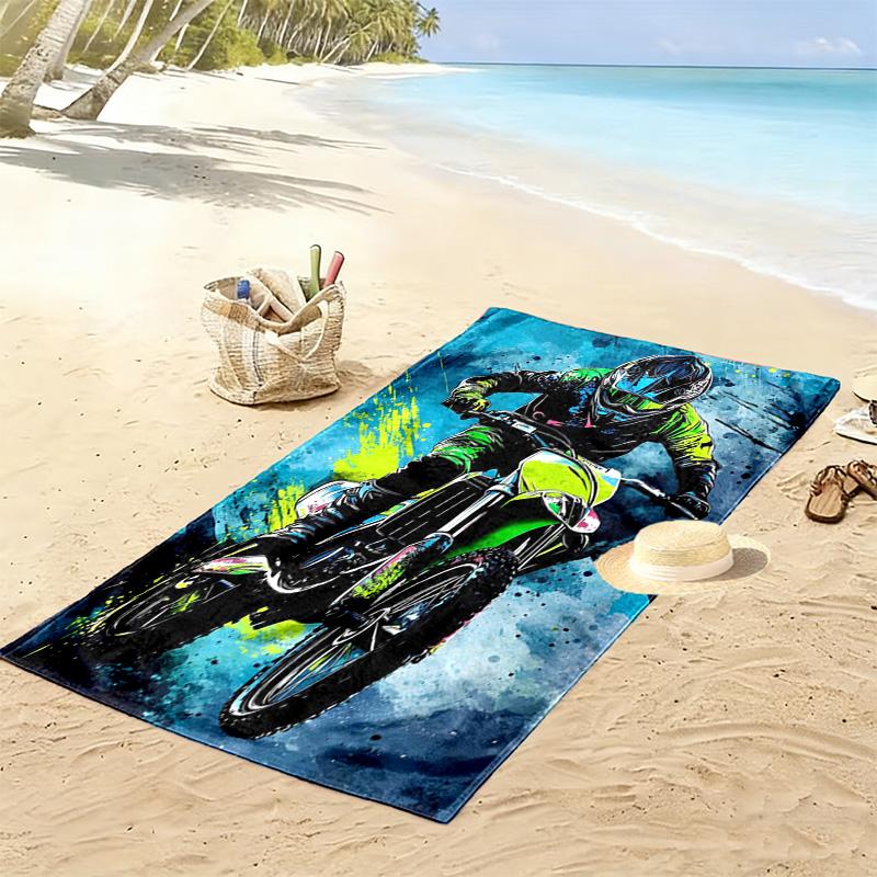 Asciugamano da Spiaggia con Stampa Motor Trail, Asciugamano Grande Morbido ad Asciugatura Rapida per Spiaggia Campeggio Nuoto