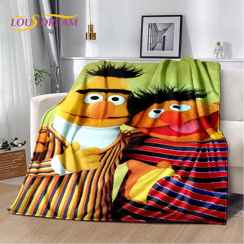 TV Sesame Street Cute Cartoon Soft Plush Blanket,Flannel Blanket Throw Blanket for Living Room Bedroom Bed Sofa Picnic Cover Kid