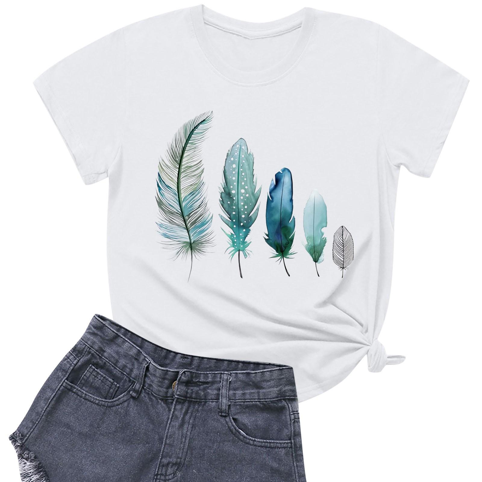 

Женская повседневная футболка с круглым вырезом и короткими рукавами с принтом L