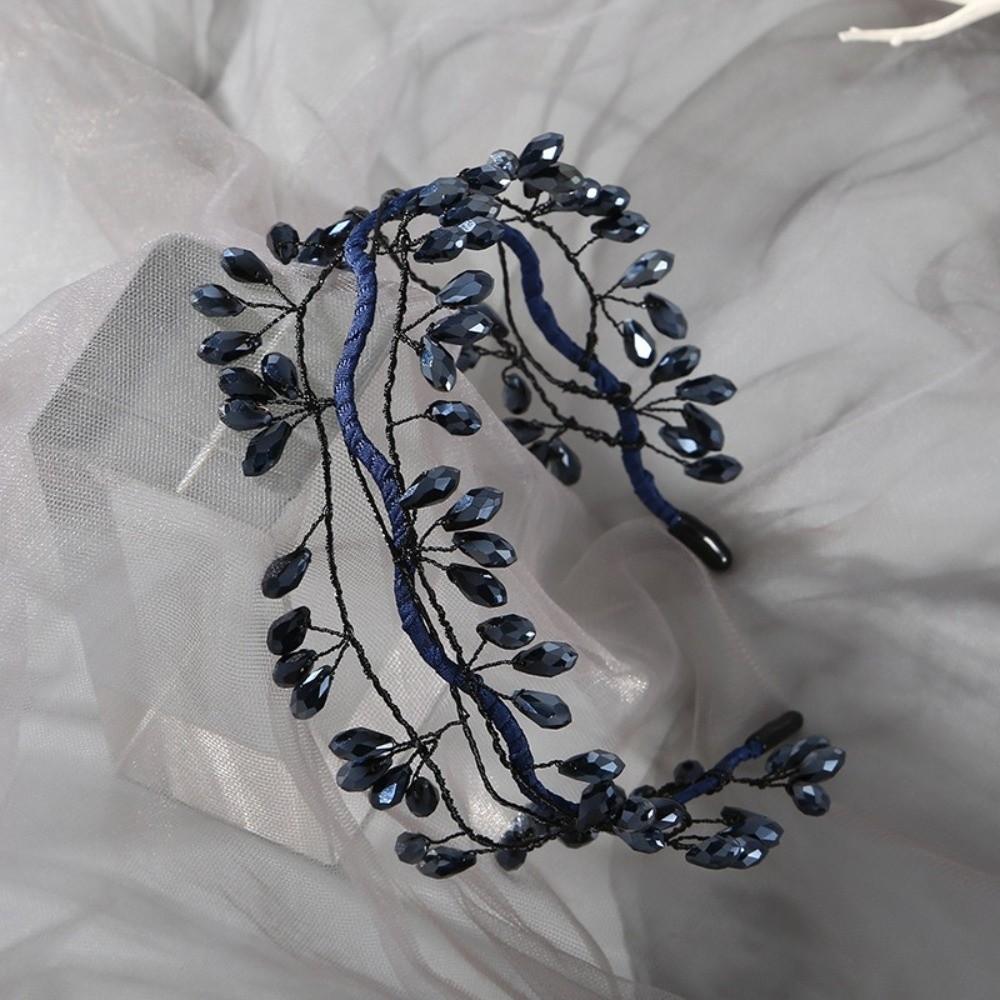 Woven Wire Crystal Leaf Branch Headband Elegant Headpiece Luxury Decorative Hair Hoop Women