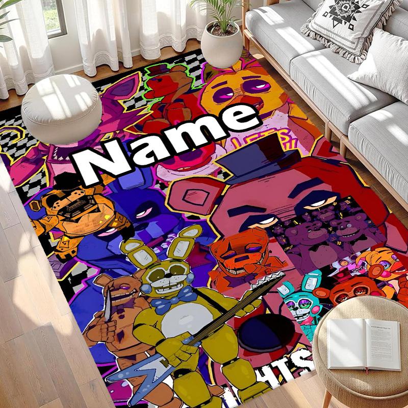 Custom Name Personalized Five Nights at Freddy's Print Carpet, Versatile Home Decor Rug, for Playroom, Apartment, Balcony, Entryway, Hallway Gift