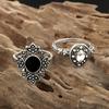 15 Teile/satz Bohemian Retro Kristall Blume Blätter Hohl Silber Ring Set