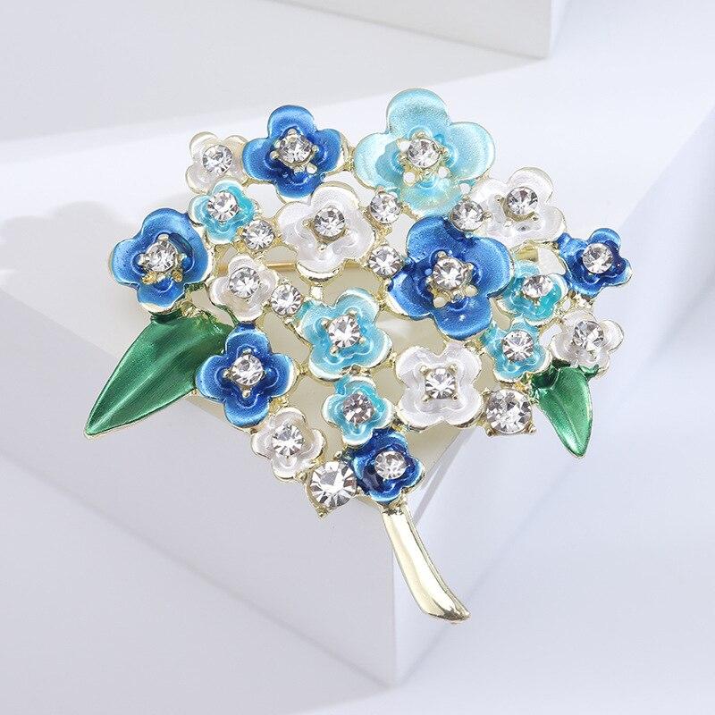 Blucome Creative Oil Dripping Zirconium Embroidered Brooch Women's Temperament Clothing Accessories Plant Series