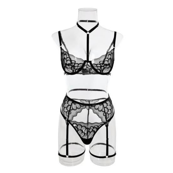 1 sada Sexy podprsenka Kalhotky Podvazková sada Krajka Nízký střih Push Up Multi Strap Vysoký Pas Elastická Tenká ohlávka Výstřih Líbánky Svatební Noc Dámská Sada spodního prádla