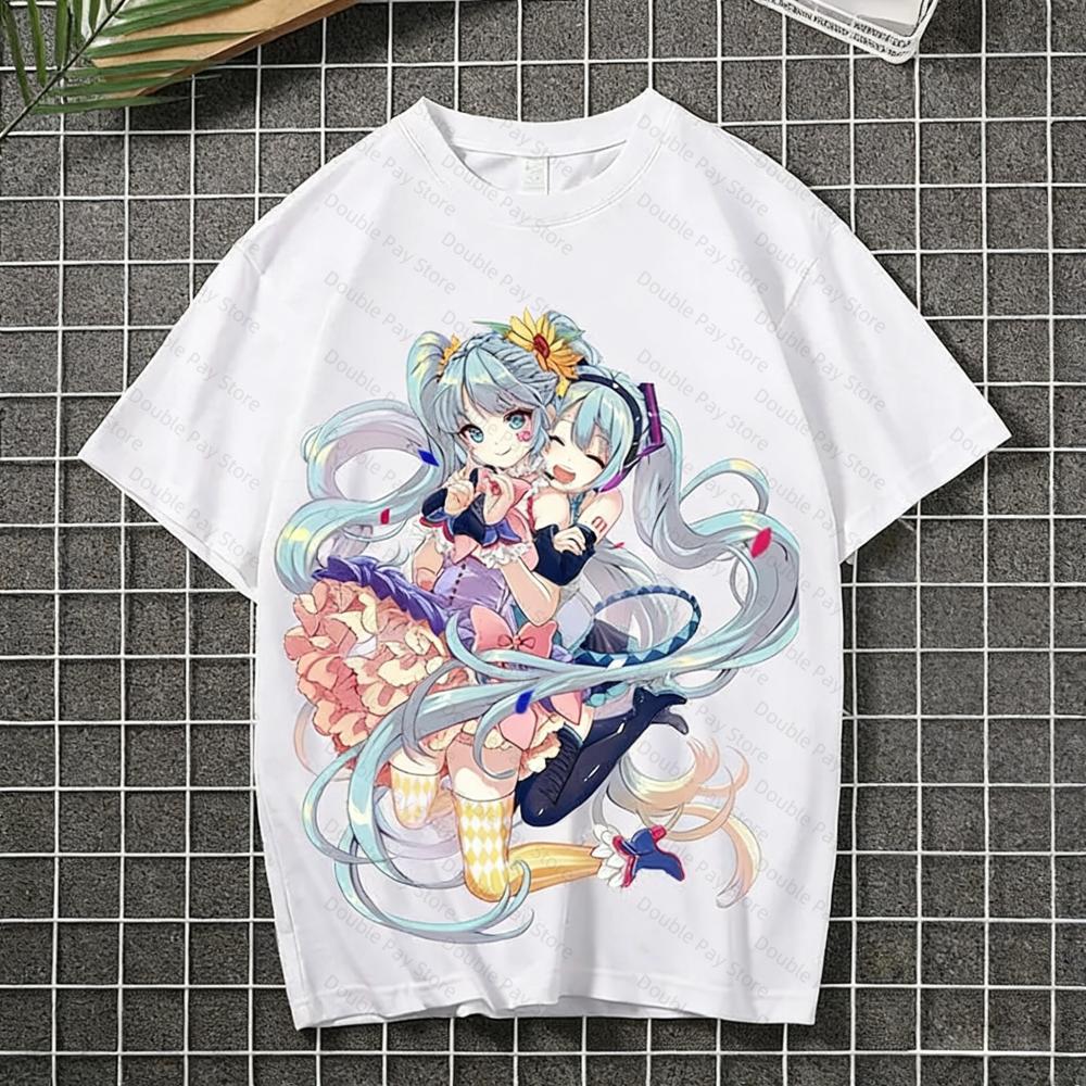 

Hatsune miku animation peripheral shortsleeved kawaii twodiUnisexsional student clothes Tshirt Unisexs Shirts Women tshirts 4XL