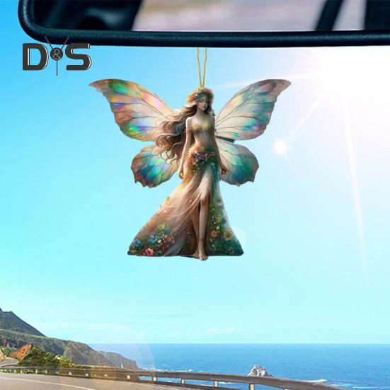 Automobile Pendant 2D Acrylic Colorful Butterflies Fairy Charm Car Decoration Car Rearview Mirror Hanging Ornament