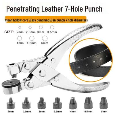 Belt & Watch Strap Leather Punch Pliers - Multi-functional Seven-Hole Manual Punch Tool