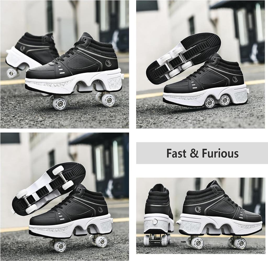 Rollschuhe für Inline 4 Automatisches Gehen Unsichtbare Riemenscheibe Schuhe Skates Schwarz ohne Mädchen, Kinder, Kinder, Anfänger, Niedlich, Skates, Räder,