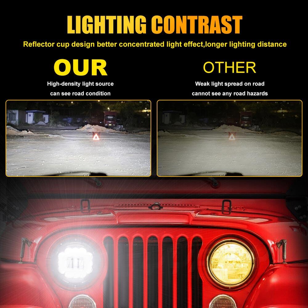 7 Inch LED Round Motorcycle Headlight With Hi/Low Beam 6000LM Super Bright Front Headlamp DRL Turn Signal Lights For Street Bike