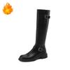 Autumn Winter Belt Buckle Women Knight High Boots Street Style Ladies Short Plush Slim Long Booties Botas De Inverno Feminina
